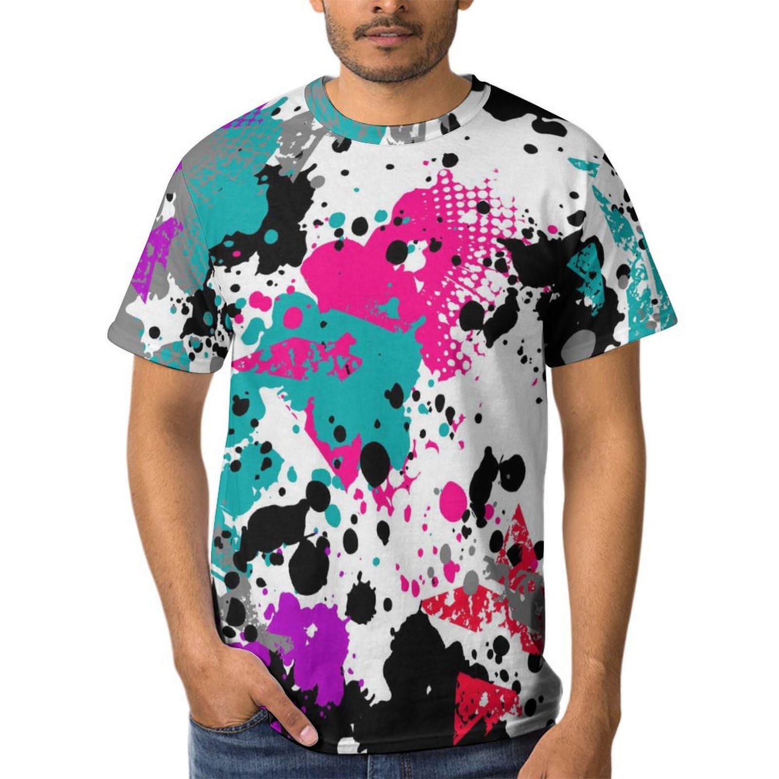 Tshirt Col Rond Homme Ne Se Déforme Pas Éclats De Couleur - 8