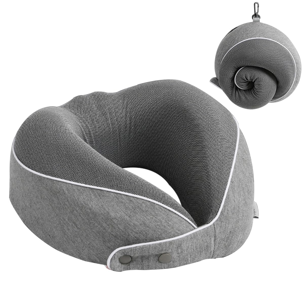 Comfy Cuscino Cervicale Da Viaggio Memory Foam Regolabile - Supporto 360° Per Aereo E Auto, Con Mascherina E Tappi, Grigio - 4
