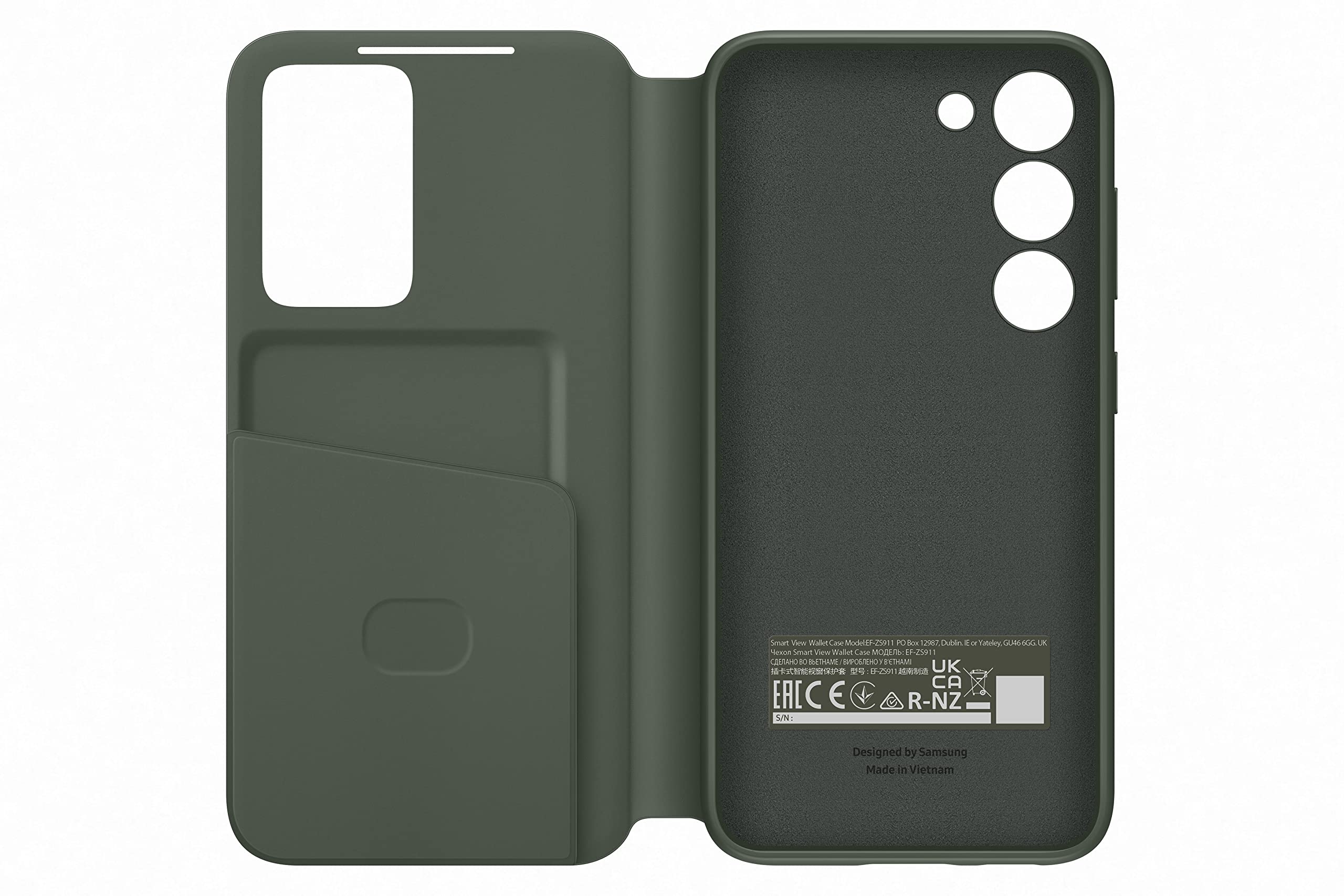 Samsung Smart View Wallet Smartphone Case EF-ZS911 für Galaxy S23, Handy-Hülle, Kartenfach, Sichtfenster, Khaki