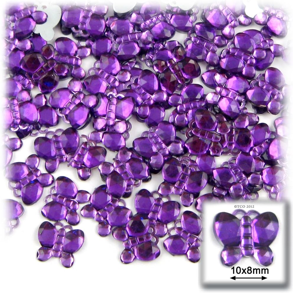 144pc Rhinestones Butterfly 10mm - Purple Amethyst