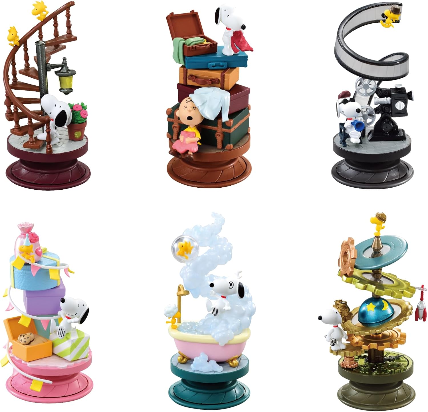 Reement Peanuts Snoopy Spiral Diorama 6 Pieces, 1 Box, Single Size (H x W x D): 5.1 x 2.8 x 2.8 inches (130 x 70 x 70 mm), PVC, ABS