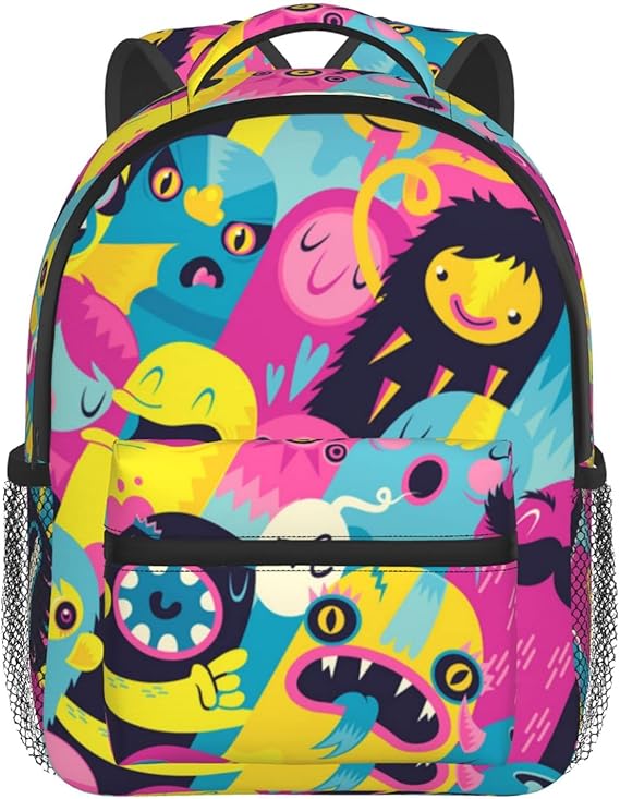 Amazon Co Jp かわいい モンスター イラスト 2 子供 キッズ カバン バック バックパック リュックサック リュック キッズ 子供 リュック軽量 通園リュック 女の子 大容量 通学 遠足 旅行 入学 通学 入園 通園 新学期 誕生日 お祝い プレゼント ファッション