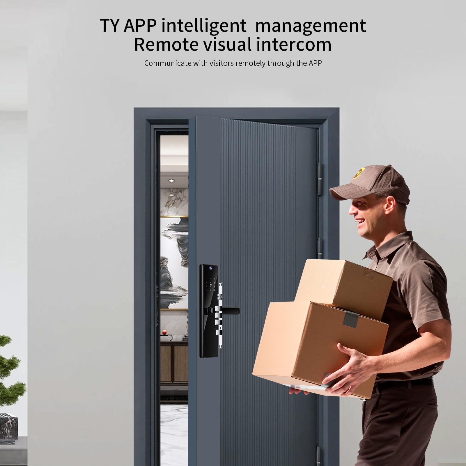 Smart Lock con Fotocamera Schermo da 4,5 Pollici BT Serratura Senza Chiave per Porta APP Impronta Digitale Password Card Chiave Meccanica Sblocco Serratura per Porta di Spessore