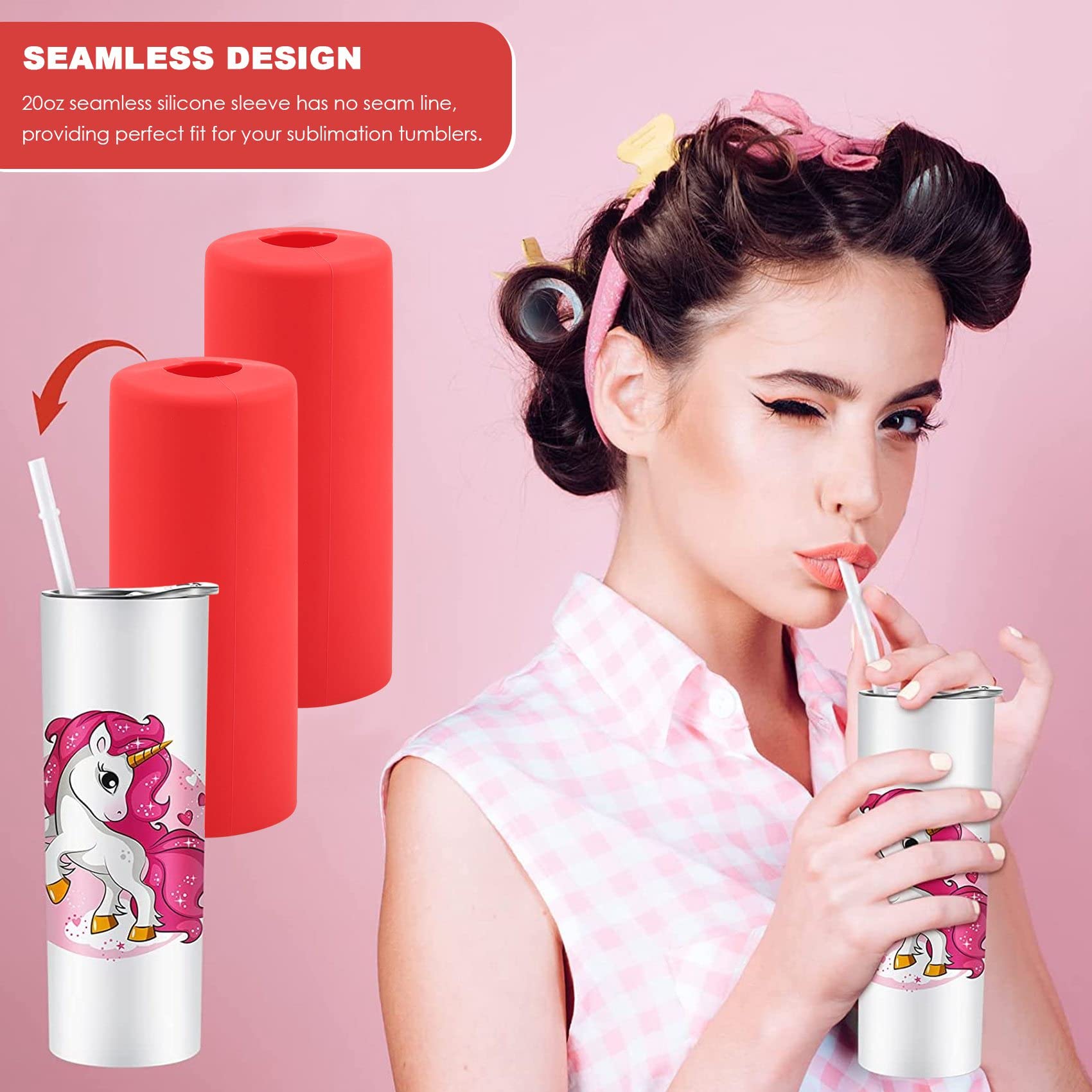 Wanjorlay 3 Pcs Silicone Wrap for Sublimation Skinny Tumblers 20Oz Reusable Silicone Wrap Mug Clamp for Full Wrap Tumbler Blank - Image 2