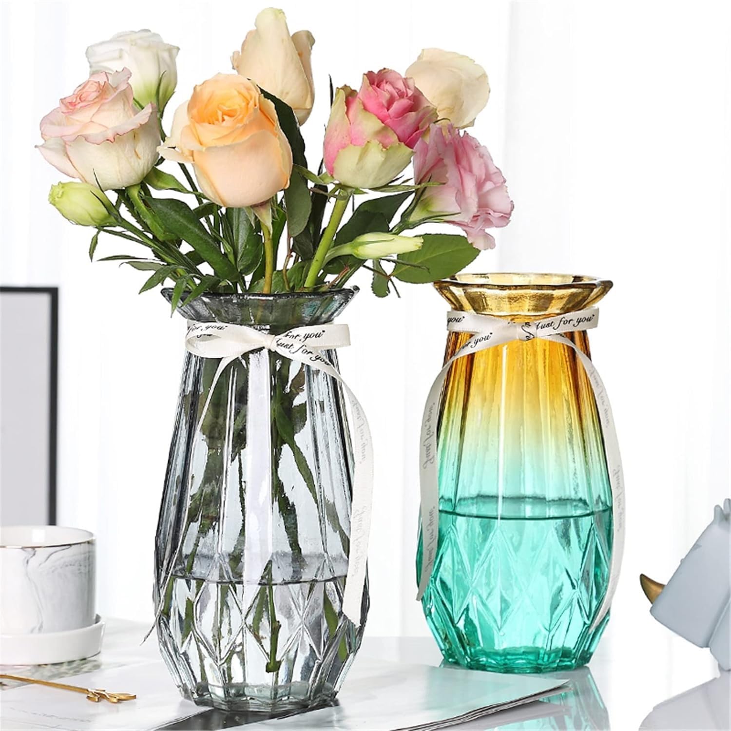 Amazon.com: ROPCVAX Glass Vase Elegant Vase Modern Flower Vase