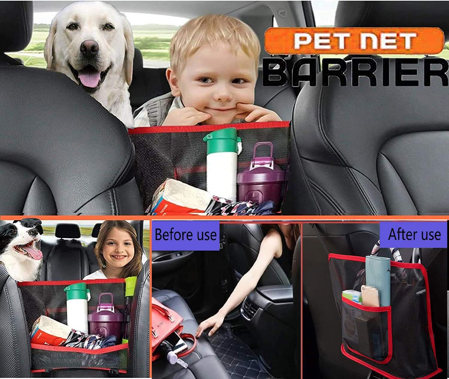 ANLEM Car Net Pocket Handbag Holder Net Car Purse Holder Between Seats Mesh Large Capacity Pocket Bag for Purse Storage Phone Documents Seat Back Rear Seat Organizer Fits Most Cars (Black New) Photo