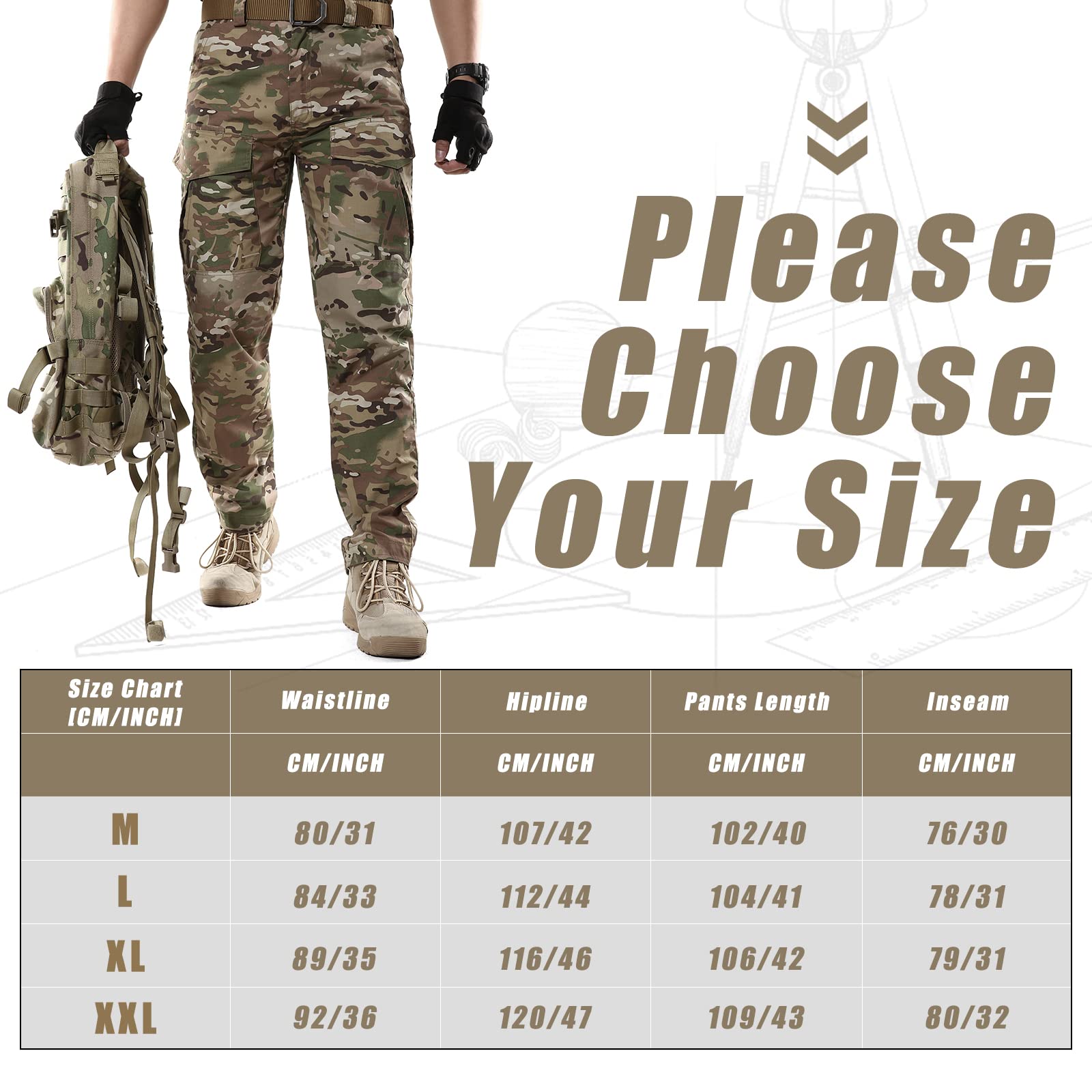 BWBIKE Hommes Tactique Militaire Pantalon Combat Paintball Pantalon en Plein Air Cargo Trainning Camo Works Pantalon (Pas de Ceinture), Noir