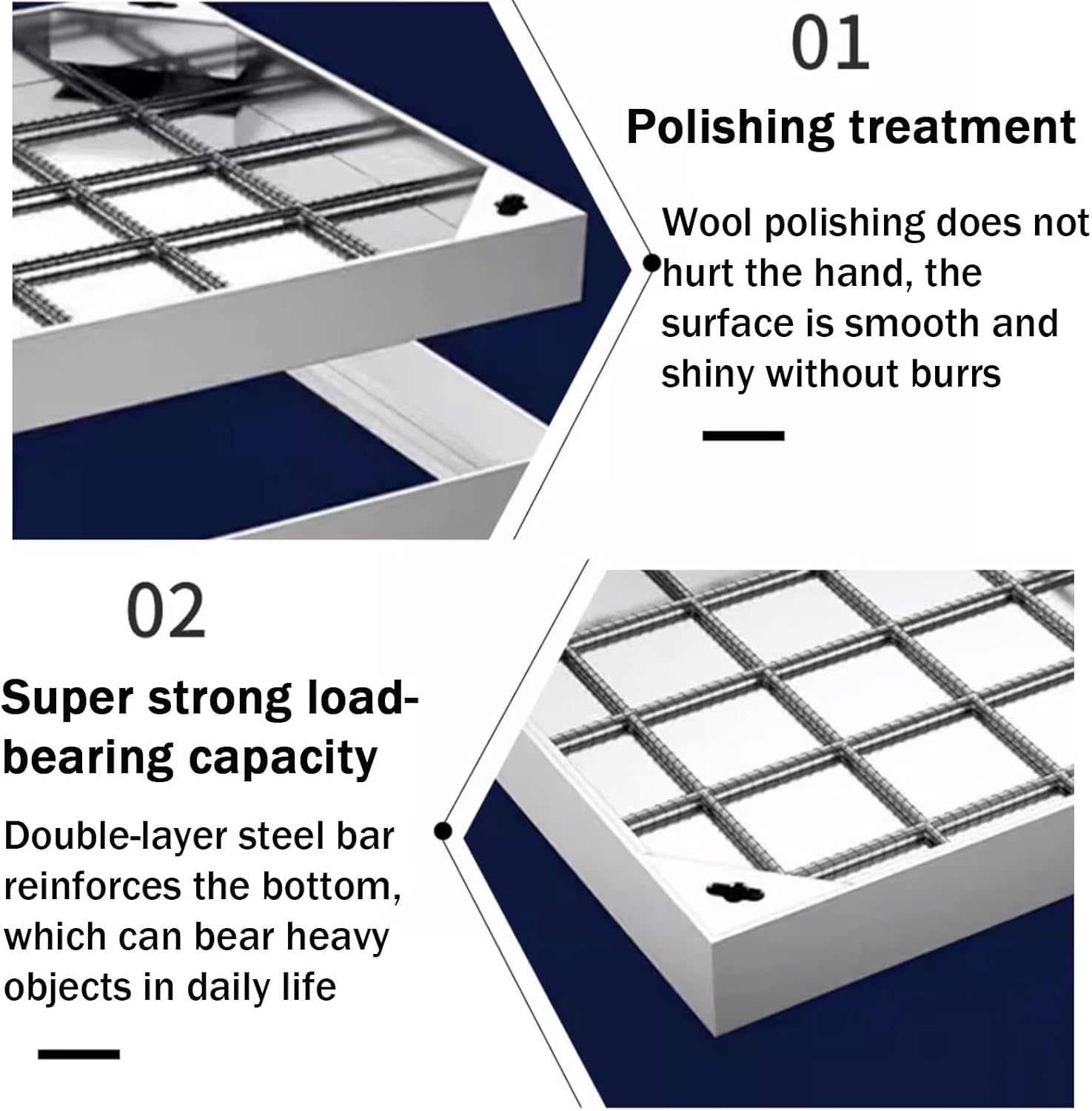Septic Tank Covers, Invisible Recessed Square Septic Tank Lid Covers w/Retractable Handle, Stainless Steel Invisible Manhole Cover(8cm,50 * 50cm/19.6 * 19.6in)