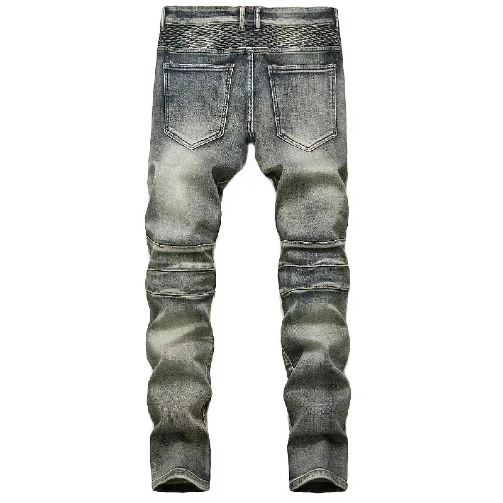 Jeans Pantalon Herren Casual Motorrad Jeans Stretch Straight Fashion Patchwork Jeans Denim Hosen Männer Hip Hop Street Schlanke Lange Hosen