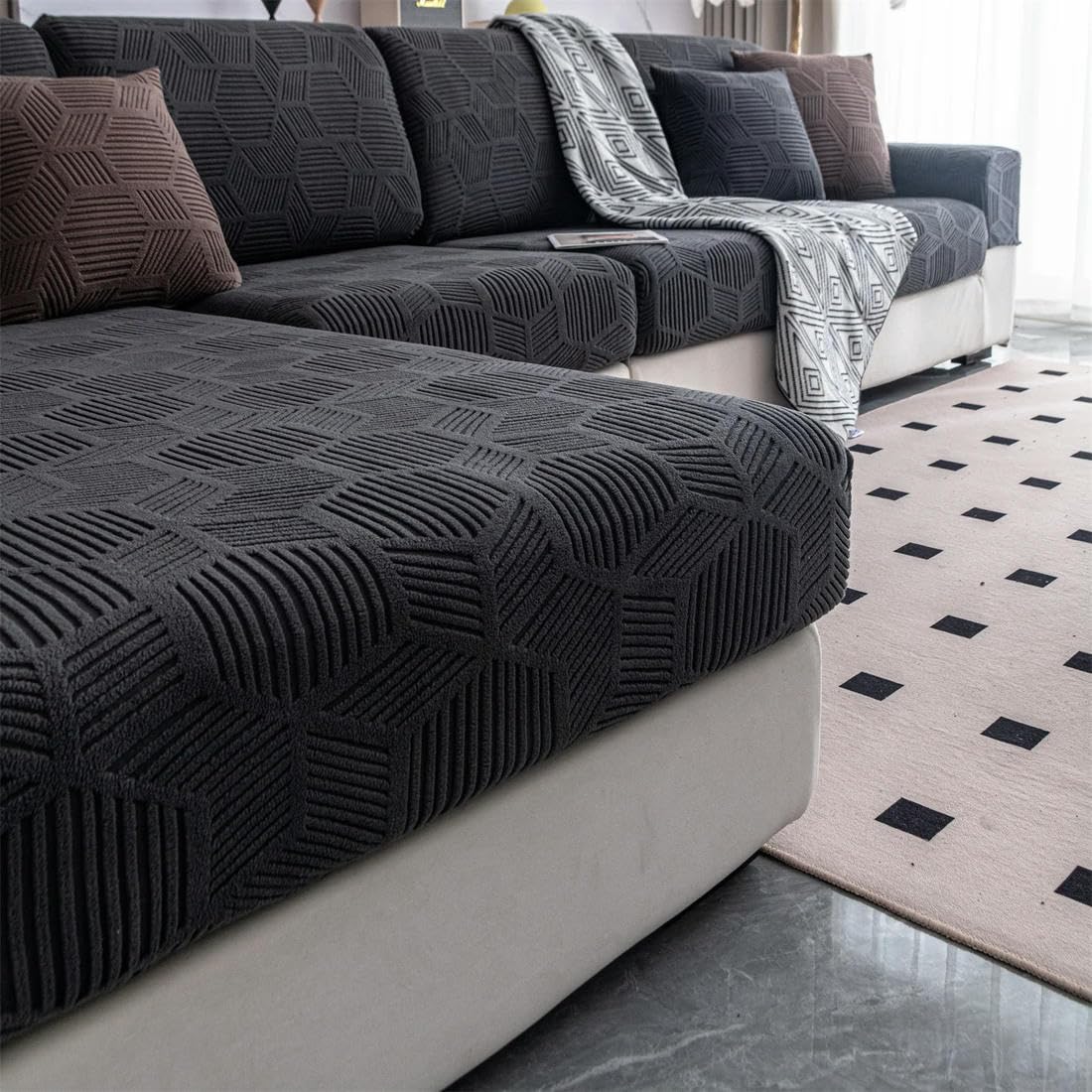 Housse de canapé extensible universelle au design élégant pour salon moderne
