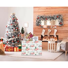 CLOCOR Rectangular Storage Basket Empty,Gift Basket,Waterproof Storage Bin with Handles,Room Decor(Christmas Gift Car)