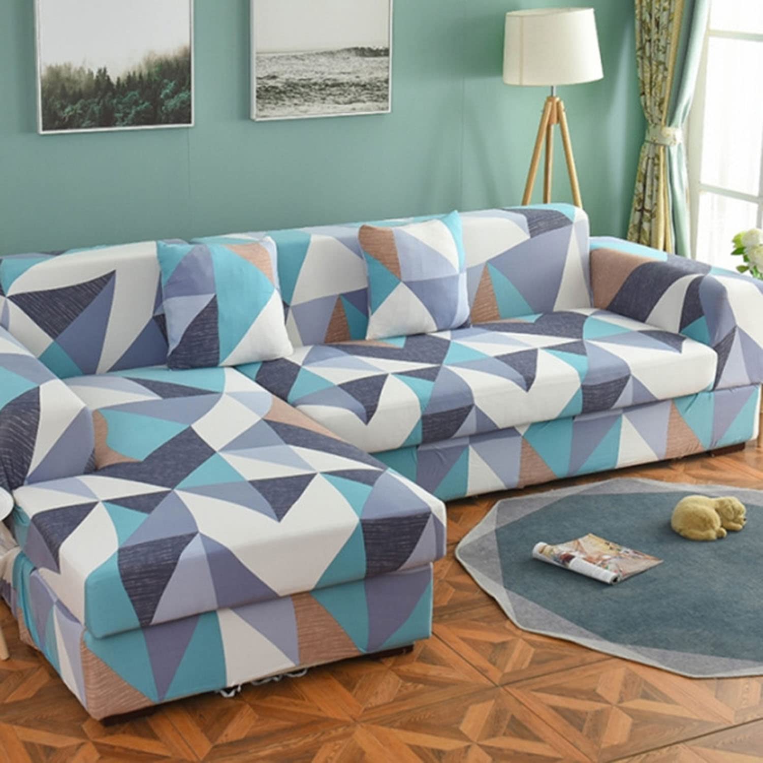 Housse de canapé extensible lavable pour rénover un salon usé 3 4 places