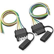 RED WOLF 5-Way Flat Trailer Wire Harness Male & Female Extension Cable Connector Plug Adapter Socket 5 Pins 18 AWG Cable Lead for RV Trailer Marine Caravans Car Truck Vans Boat 1 Pair
