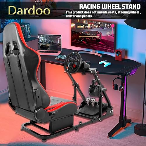 Vista 7 de Dardoo Simulator Cockpit For Alloy Steel Racing Wheel Stand Gaming Steering Frame Compatible for T500T30T300RSFANTEClogitechG29G92G923 WheelPedals
