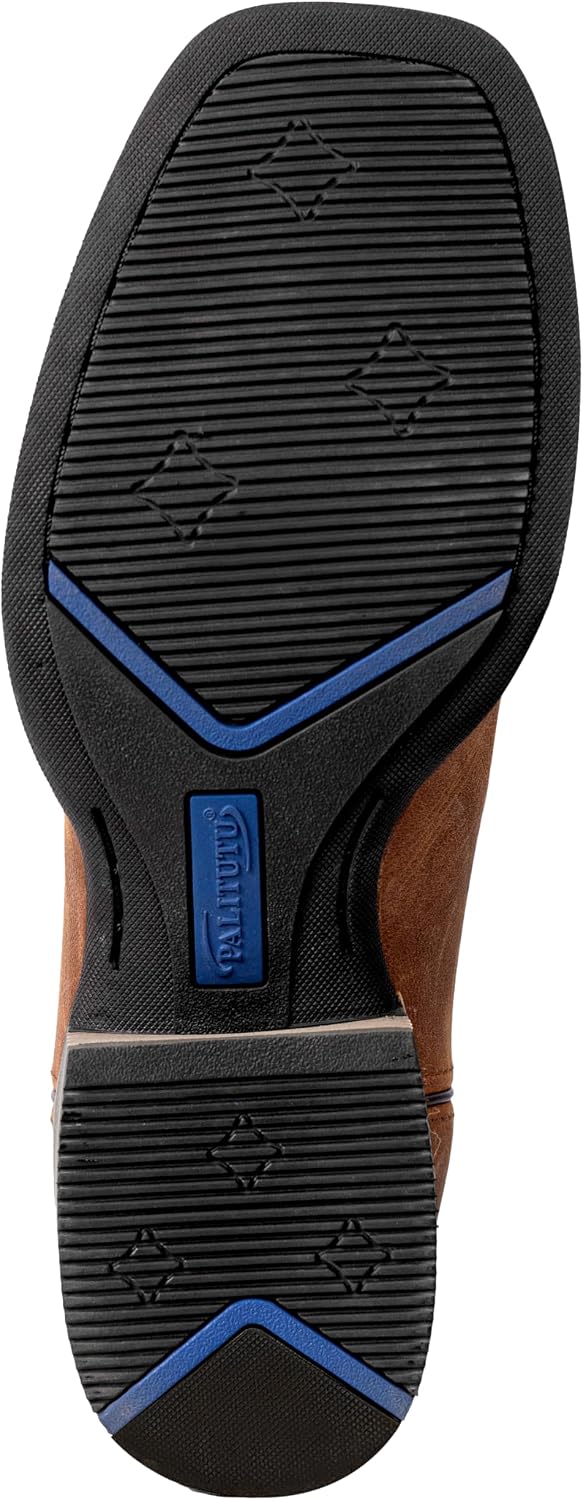 Palitutu Men’s Western Cowboy Boots, Fashionable Embroidered Full Grain Leather, Square Toe Pull-On, 4-Layer Composite Sole, Slip-Resistant Work & Riding Boots(PLT103611)
