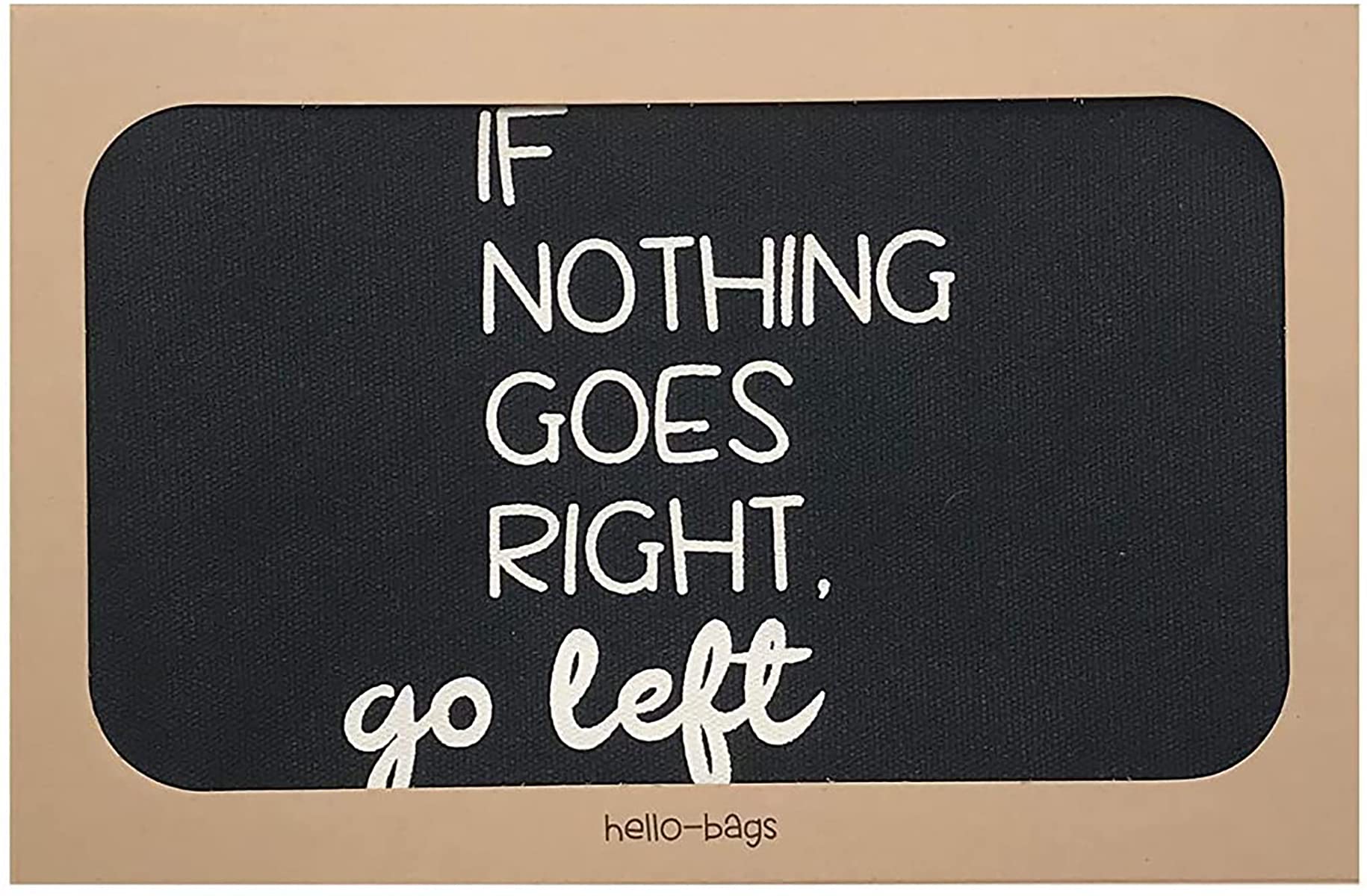 Hello-Bags. Necessaire/pochette. Esterno: 100% cotone. Con cerniera interna e fodera. Include una bella busta regalo kraft. Modello "IFNOTHING". Colore: Écru/Nero. Misure: 23x15,5 cm.