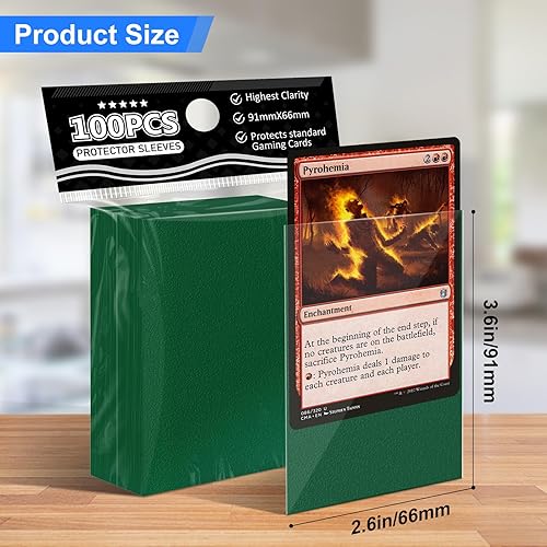Miniatura 2 de Fundas de tarjeta verdes mate para MTG, 300 piezas de ajuste perfecto fundas estándar para tarjetas de intercambio de tarjetas deportivas, tarjetas