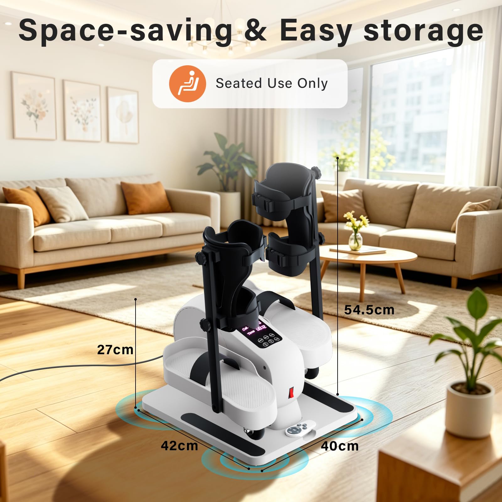 TODO Ellittica Elettrico per Casa, Ellittico Sotto Scrivania con Protezioni gambe, 15 velocità Regolabili & 9 Livelli di Resistenza, Cross Trainer Pedaliera per Anziani con Telecomando e LED Display