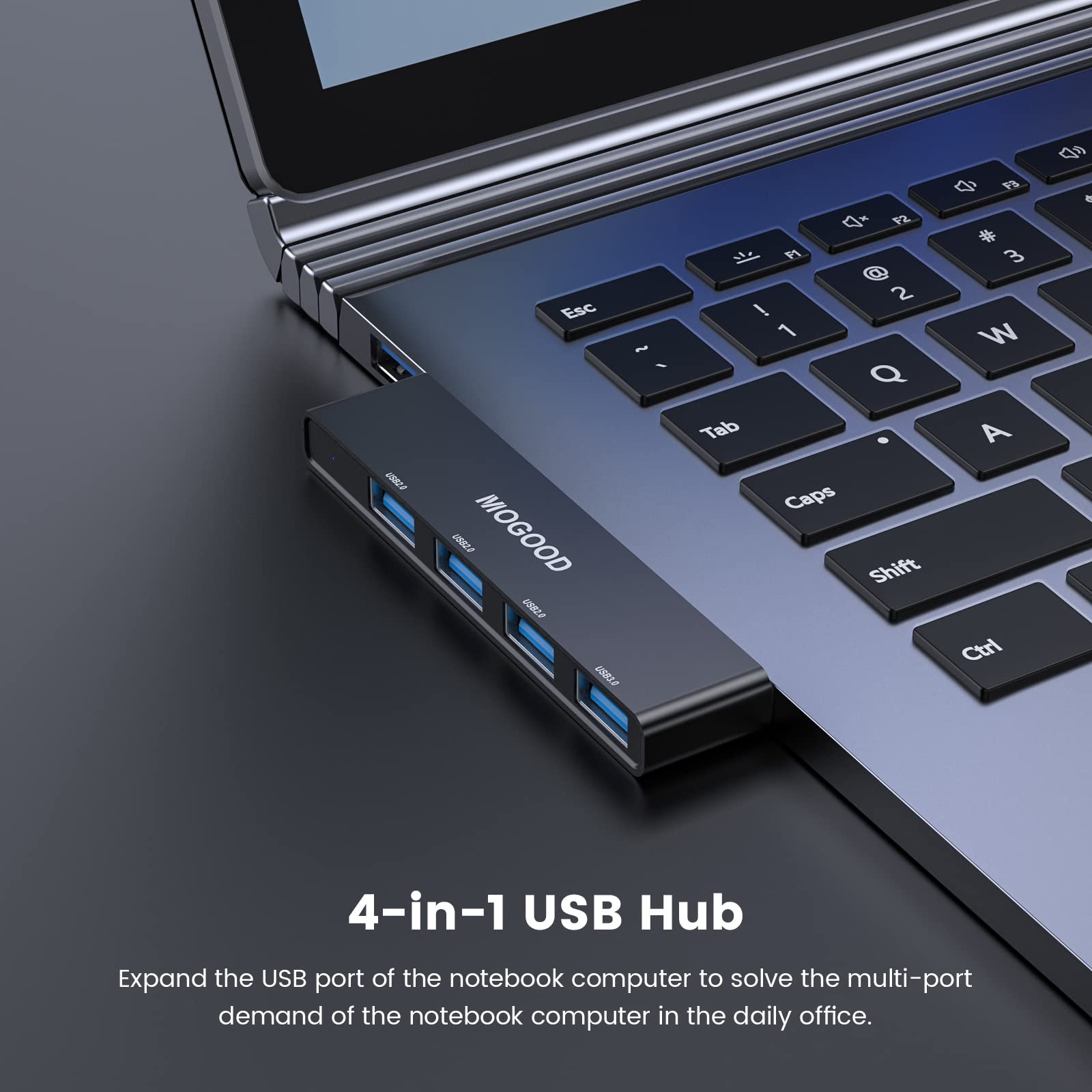 MOGOOD usb Hub 3.0 do laptopa, rozdzielacz ultracienki, koncentrator danych [ładowanie nieobsługiwane], Multi USB Expander dla Windows PC, Mac, drukarki