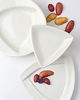 Vista 2 de Tuxton China BWZ-1108 Plato, 11 pulgadas, triangular, borde enrollado, apto para microondas y lavavajillas, a prueba de horno, totalmente Blanco