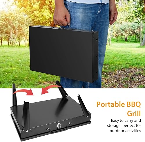 Miniatura 3 de KOCASO Parrilla de carbón portátil, pequeña parrilla de barbacoa al aire libre con accesorios de barbacoa, parrilla de camping plegable para cocinar