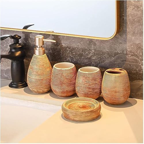 Ksunun Juego de accesorios de baño, juego completo de accesorios de baño de cerámica, juego de accesorios de decoración de baño de 5 piezas completo