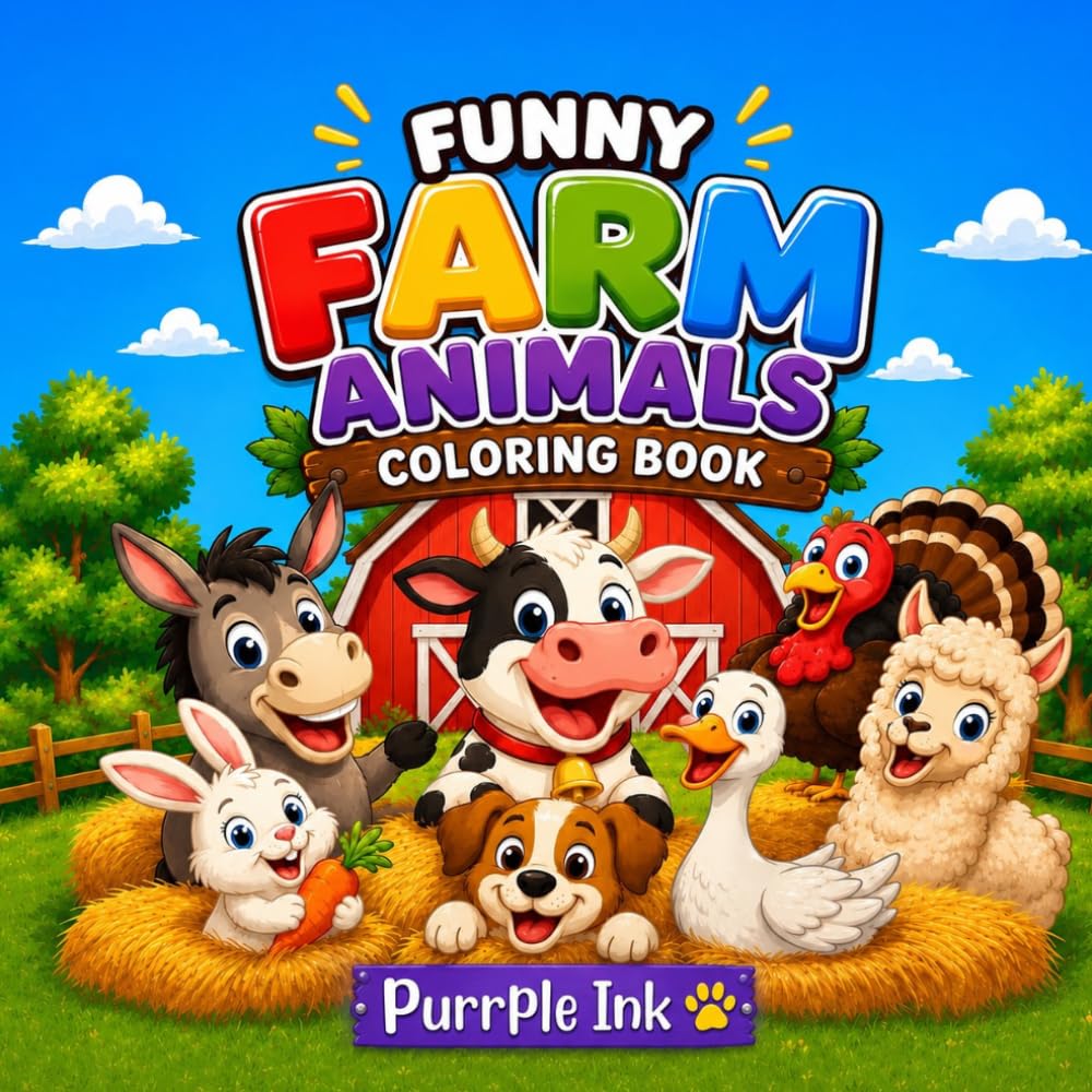 Funny Farm Animals: Cute and Silly Farm Animals to Color | Fun and Easy Coloring Pages for Boys & Girls
