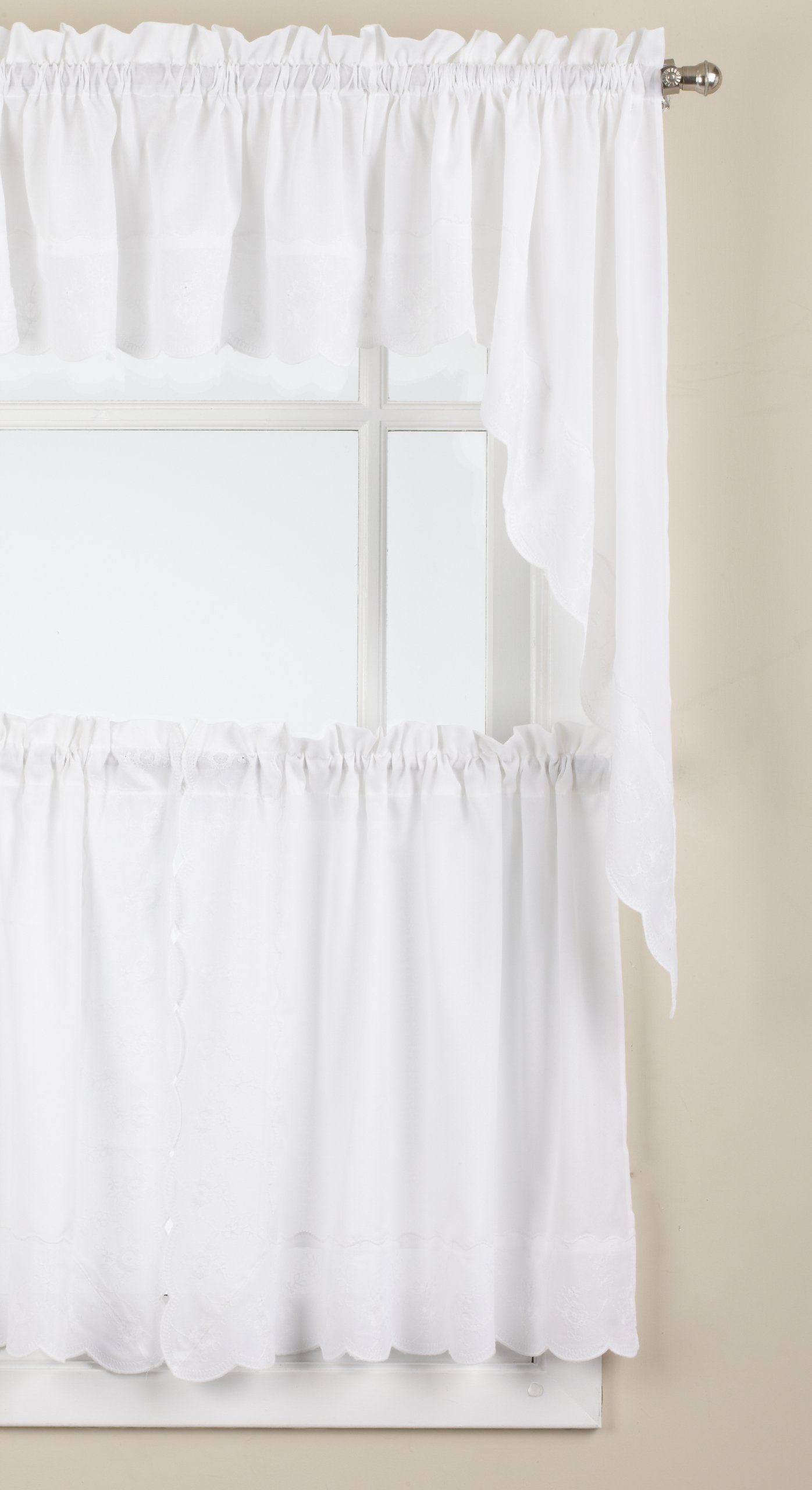 Lorraine Home Fashions Candlewick Tailored Swag, 60 by 38-Inch, White