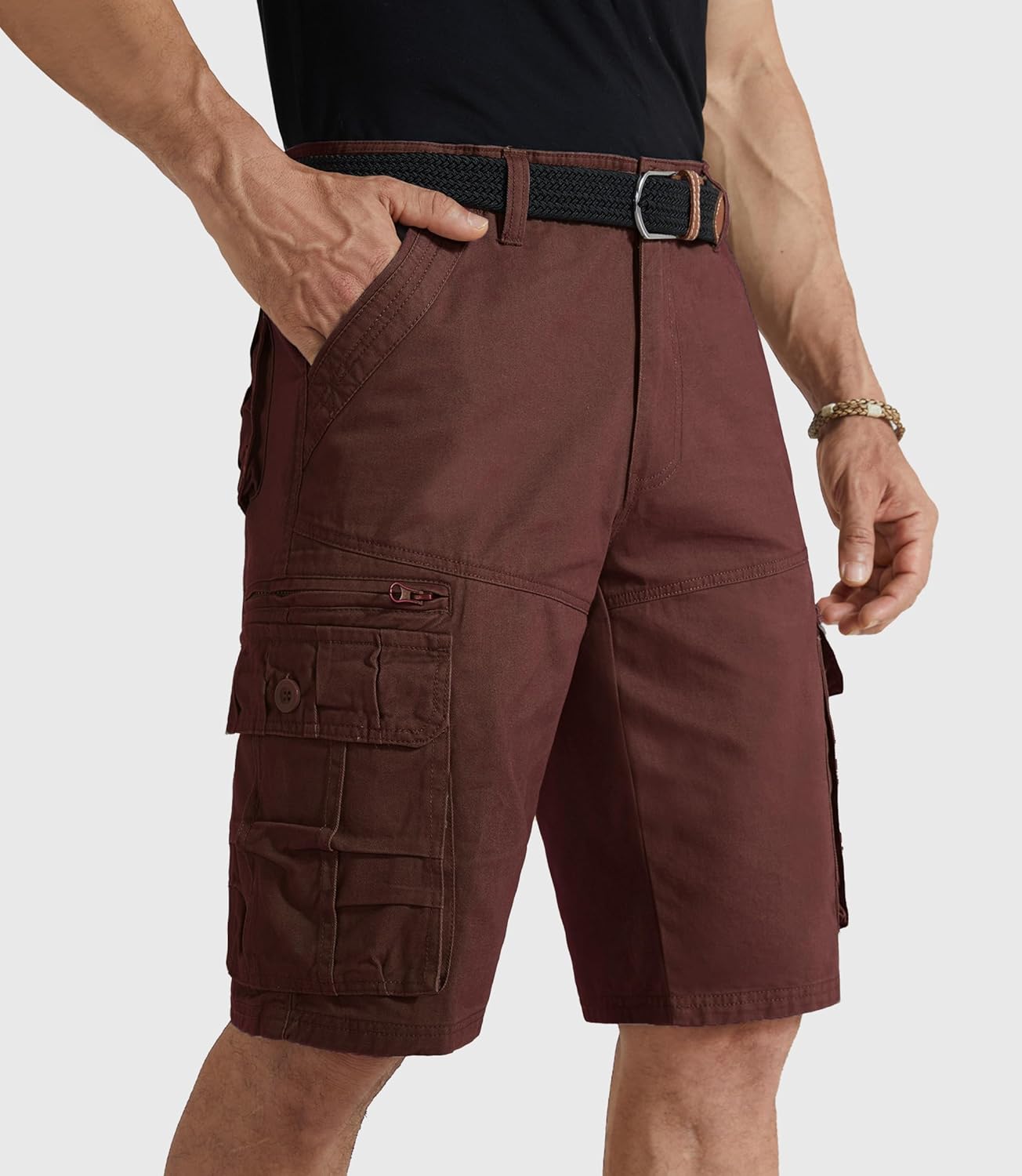 Mens Cargo Shorts Cotton Work Shorts Multi Pocket Casual Workout Shorts for Men NO Belt - Image 3
