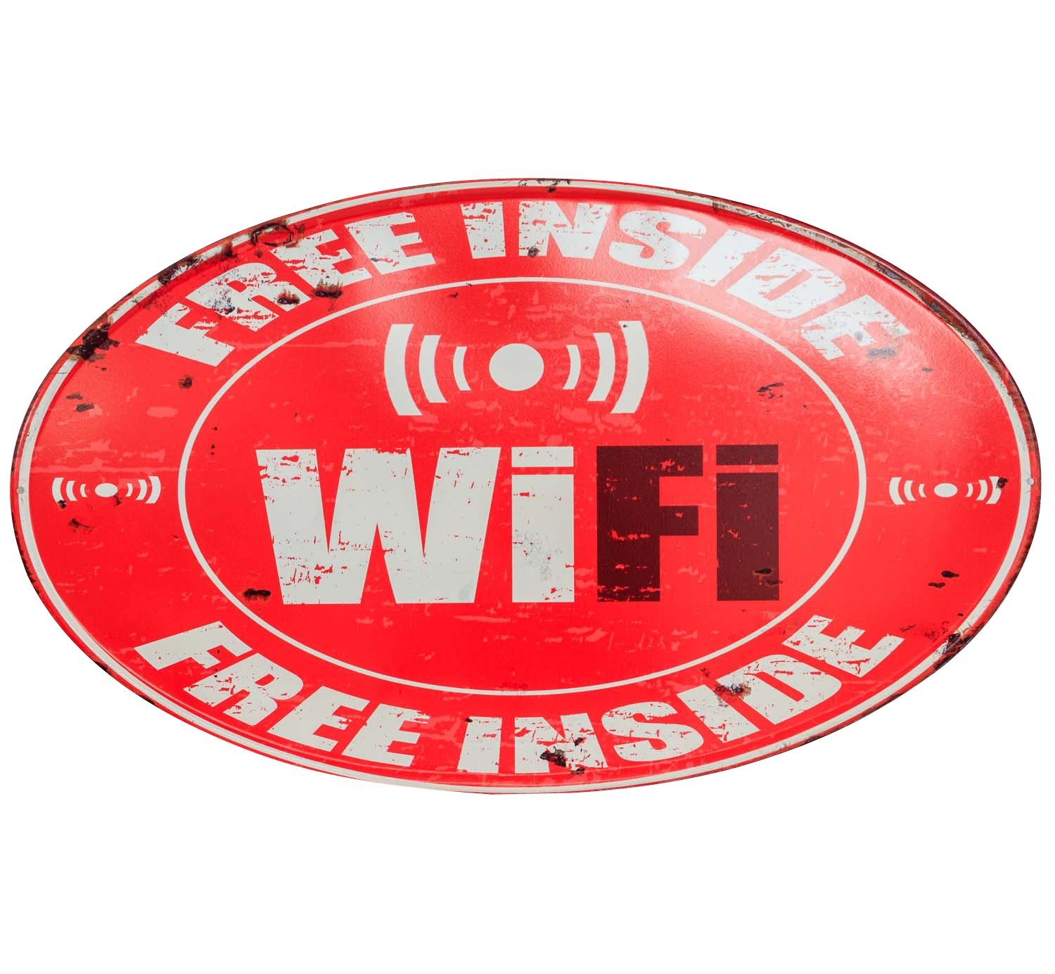 aubaho Muestra de Lata Placa Cartel Free Gratis WiFi Inside Chapa 56cm Estilo Antiguo