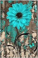 Vista 33 de Turquesa Aqua Teal Flower Floral Girasol Daisy Dahlia 2 Gang interruptor de interruptor de luz Cubierta de pared Placa de pared Mariposa Mujer Niña