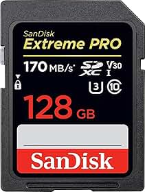 SanDisk Cartão 128 GB Extreme PRO SDXC UHS-I - C10, U3, V30, 4K UHD, cartão SD - SDSDXXY-128G-GN4IN