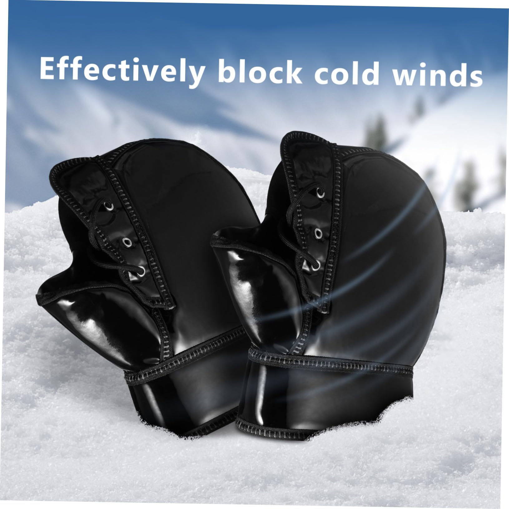 Manopole Moto Invernali 1 Paio Nero Pu Fibra Sintetica | Antivento, Calde e Isolate, Vestibilità, Facili da Pulire, per Rides in Inverno e Freddo