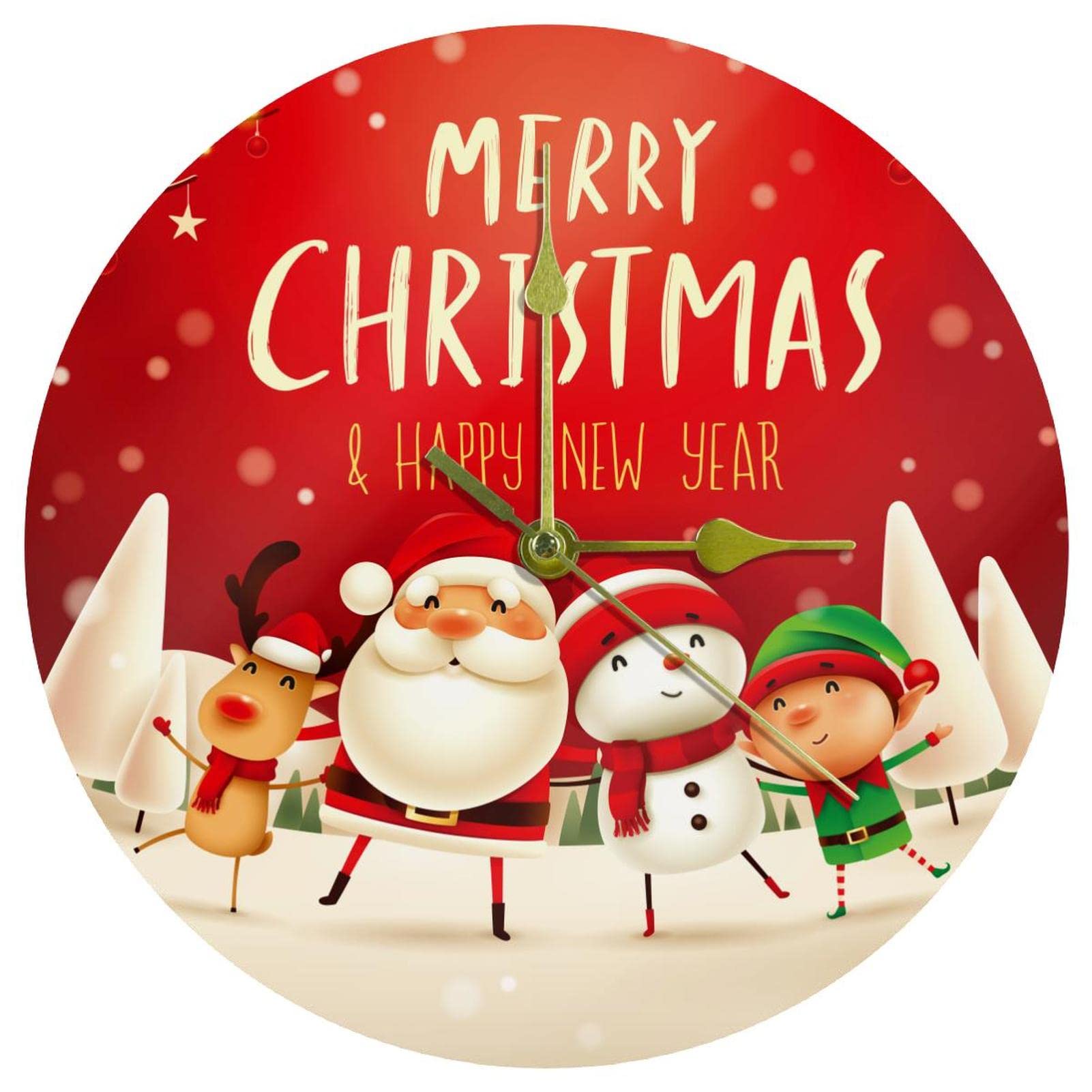 Horloge murale ronde Merry Christmas deco de Noel pour la maison et le bureau