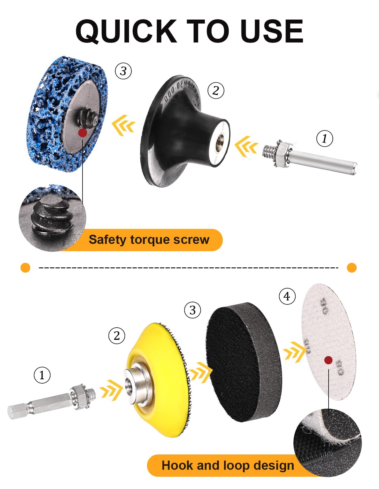 221 dischi abrasivi per smerigliatrice da 5 cm, accessori con blocco a rullo da 1/4 '' per smerigliatrice Milwaukee M12, attacco per trapano elettrico per condizionamento superficiale, levigatura e
