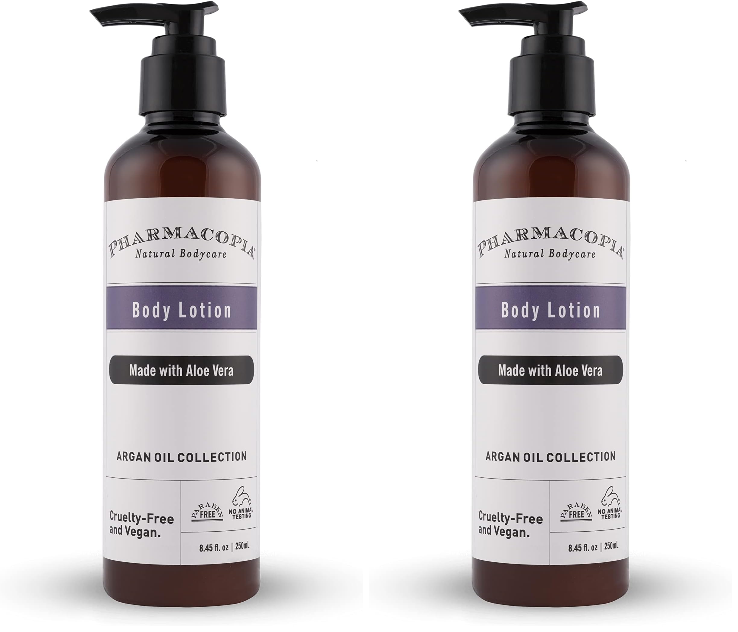 kimirica pharmacopia argan oil & aloe vera organic premium moisturizing body lotion 250ml, 100% vegan and paraben & sls free free daily moisturizer for dry skin (pack of 2)