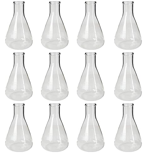 EF125-PK Gsc Erlenmeyer frascos de vidrio, 4.2 fl oz con graduaciones, vidrio de borosilicato, paquete de 12, capacidad de 4.22675 onzas líquidas disponible en Yaxa Costa Rica