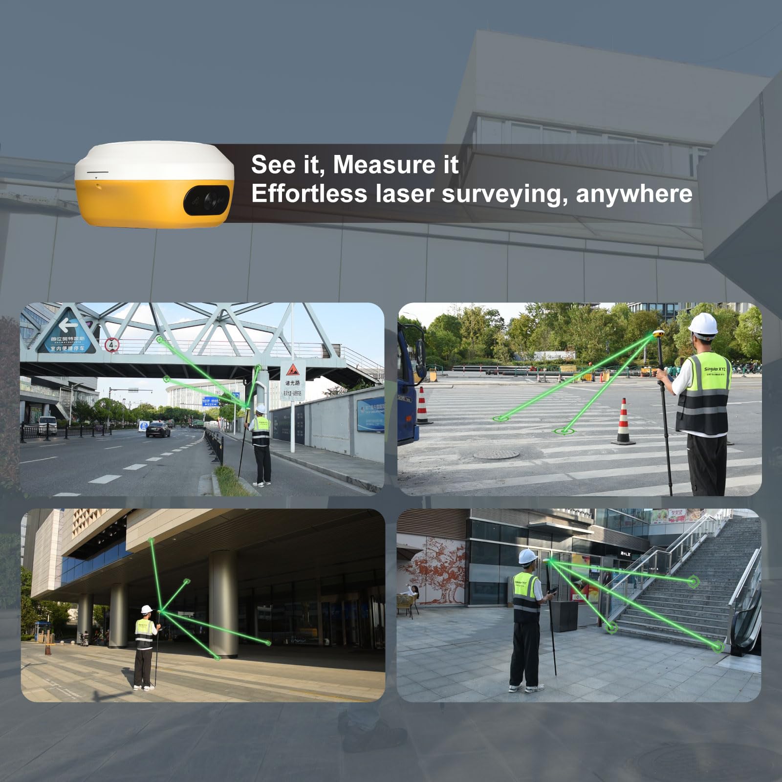 L1-Laser GNSS RTK Rover – Láser + GNSS, Colector con Software y Replanteo AR, Precisión de 2cm, UHF 15km, Inclinación de 120° | Fábrica Propia y Soporte Profesional