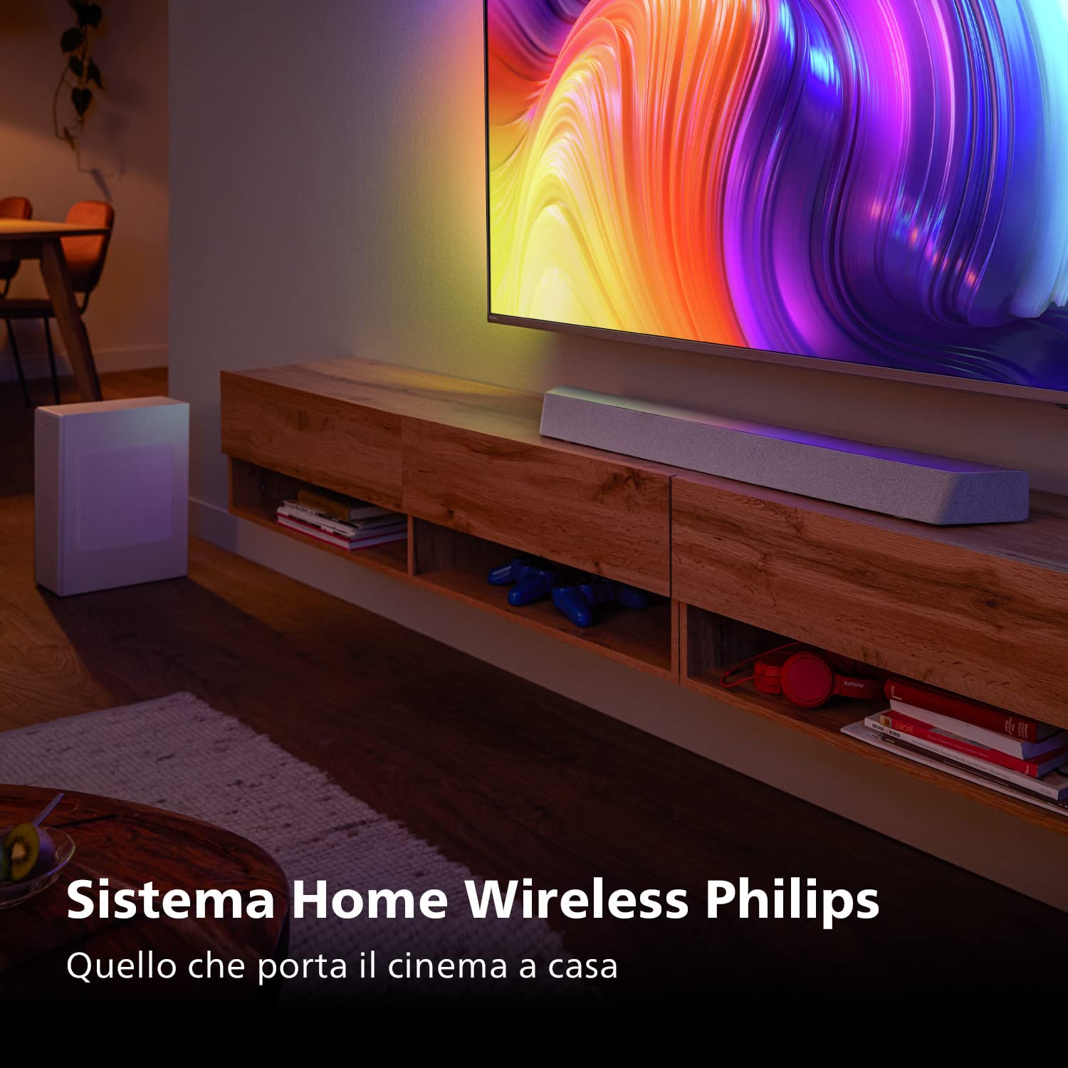 Philips TAB8507/10 Soundbar 3.1 Subwoofer Wireless, Dolby Atmos, Audio Cinematografico, HDMI eARC, 600W