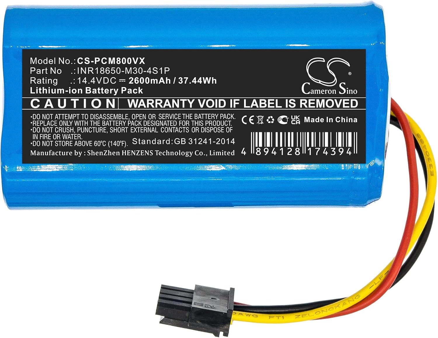 Cameron Sino Battery for Proscenic M8 Proscenic INR18650-M30-4S1P 2600mAh / 37.44Wh