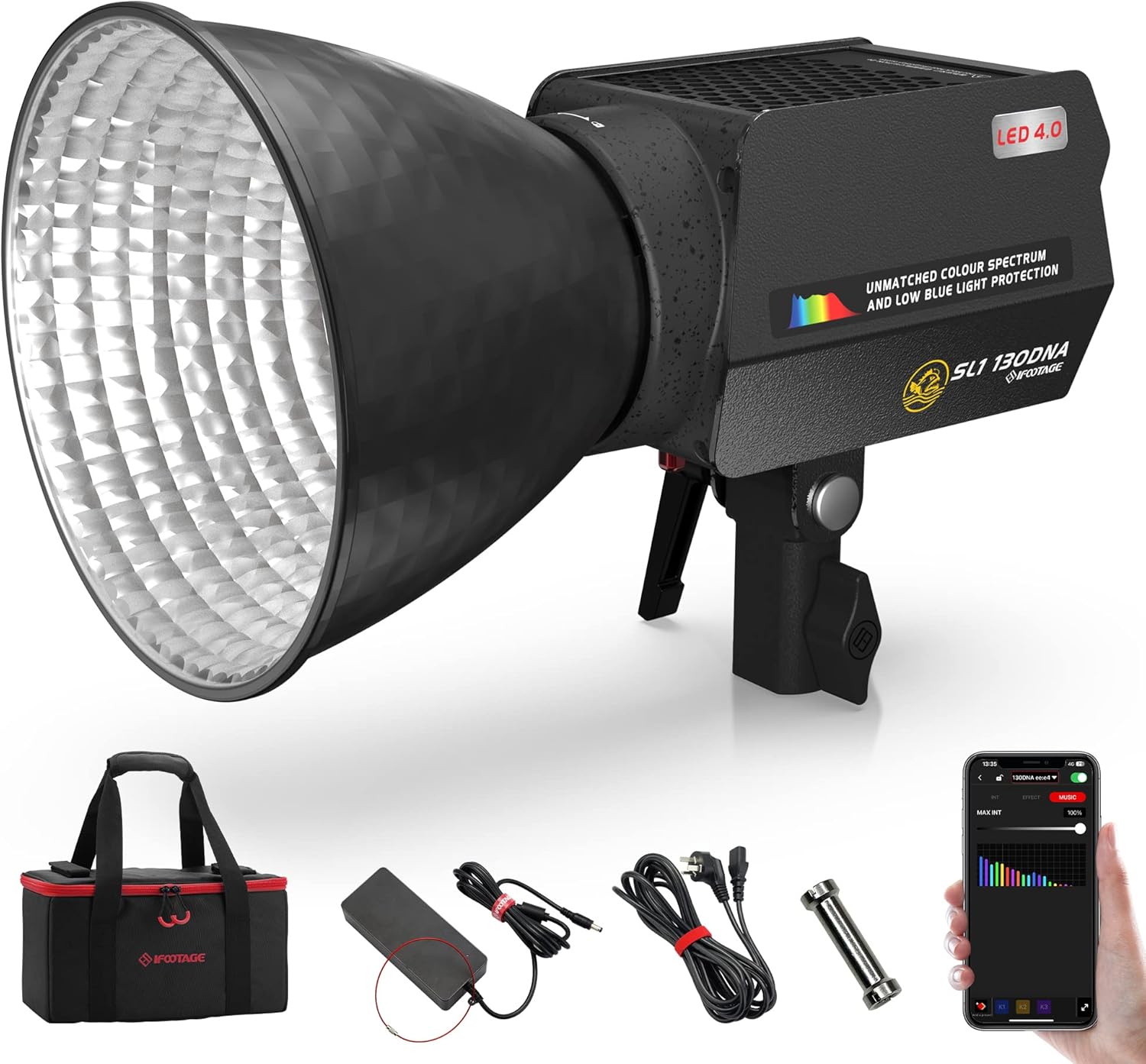 IFootage LED Video Light Continuous Lighting - 130W Daylight Continuous Video Light with CRI 98, TLCI 99, Portable, Lightweight & High Color Accuracy for Photographers, Studios, SL1 130DNA