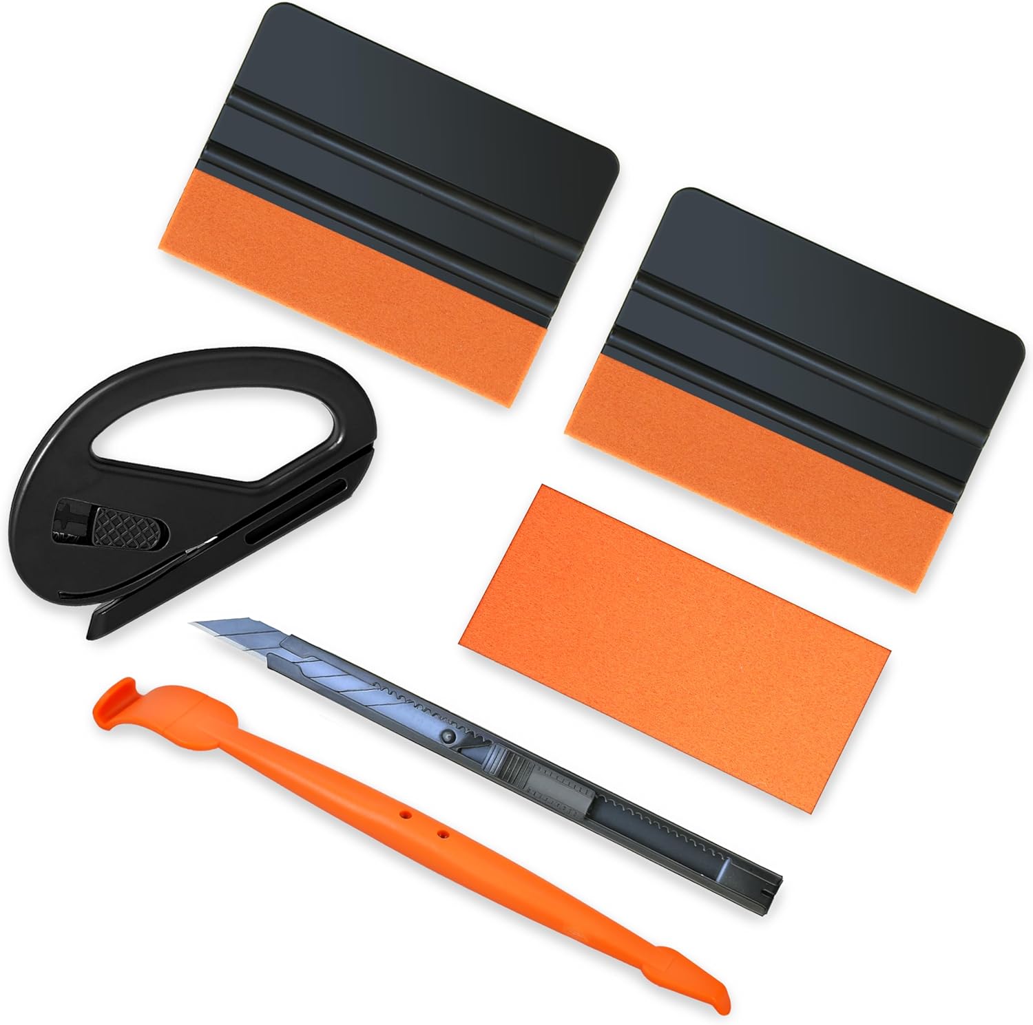 DIY Vinyl Wrap Tools, Kitchen Wrap, Wallpaper Smooth Tool, Countertop Wrap, Window Tint, Cabinet Wrap, Peel & Stick Install Tool, 2*Suede Squeegee, Magnetic Edge Sticker, Cutter, Utility Knife, 6 in 1