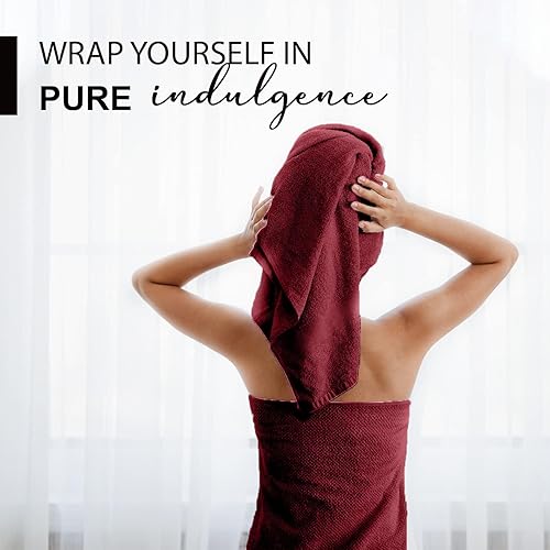 Miniatura 2 de Paquete de 6 toallas de baño 100 % algodón, de 24 x 48 pulgadas, de secado rápido, altamente absorbentes, suaves al tacto, gimnasio, spa, baño,