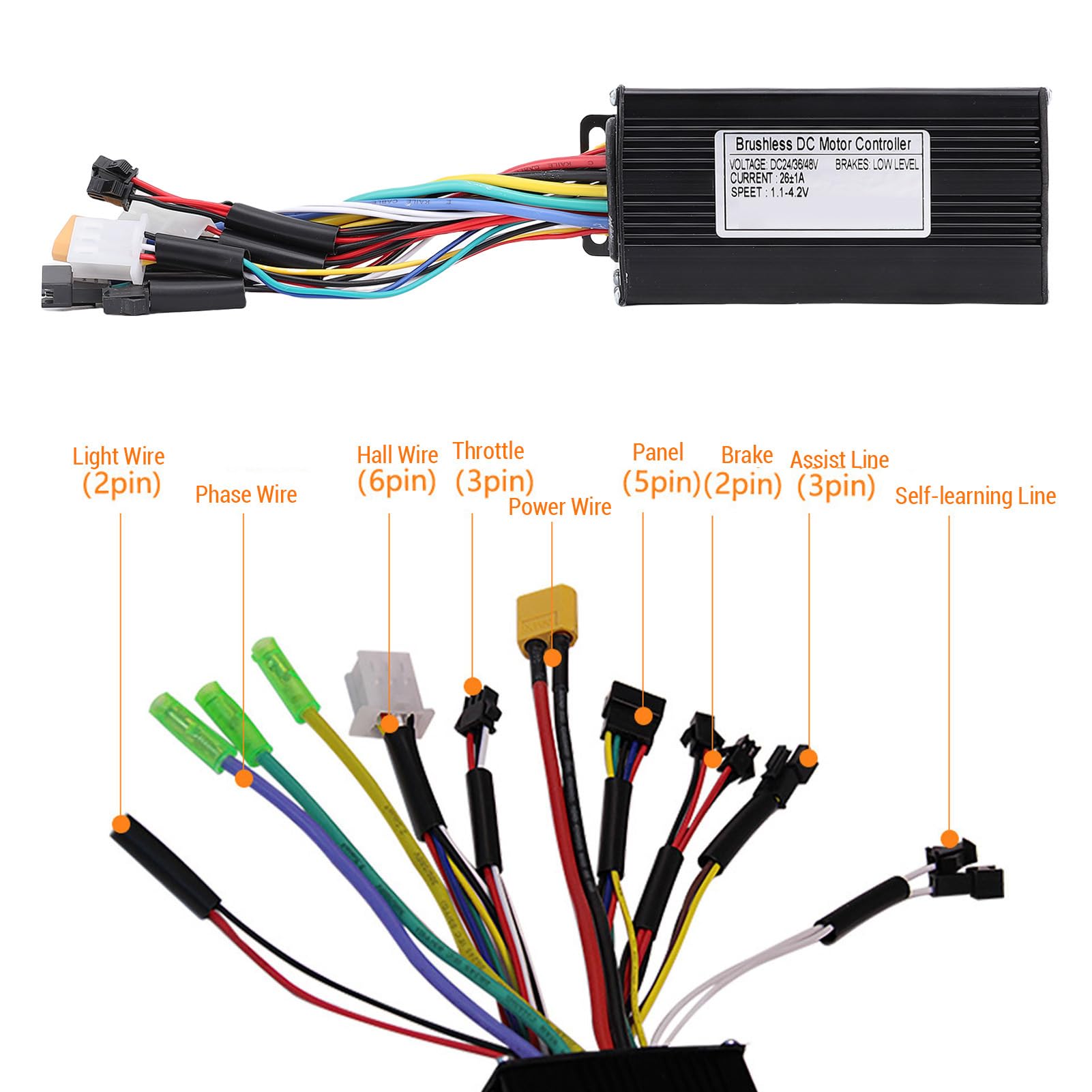 BuyWeek Kit de Contrôleur de Moteur sans Balais pour Vélo Électrique, 36V 48V 500W 750W 26A 3 Modes Contrôleur à Onde Sinusoïdale avec Écran d'Affichage LCD S861 pour Trotinette Électrique