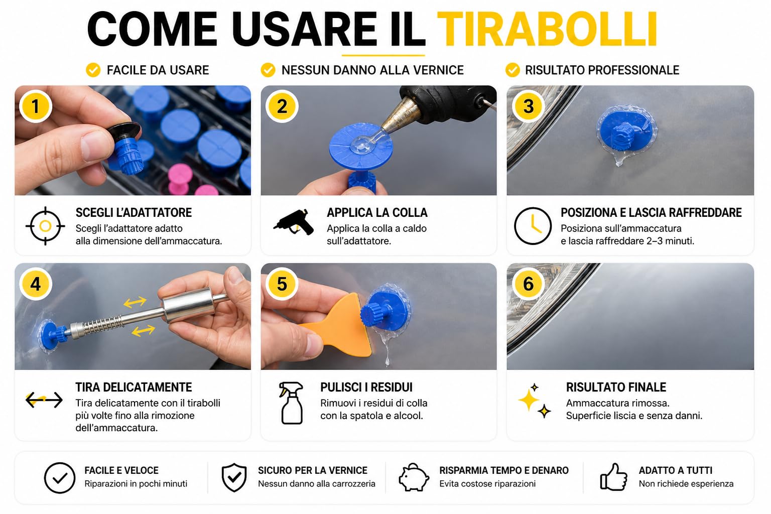 Kit Tirabolli per Carrozzeria 42cm, 29pcs Kit Rimozione Ammaccature Auto, Kit Riparazione Carrozzeria Auto,Strumento per Riparazione Ammaccature, Kit Rimozione delle Ammaccature Senza Verniciatura