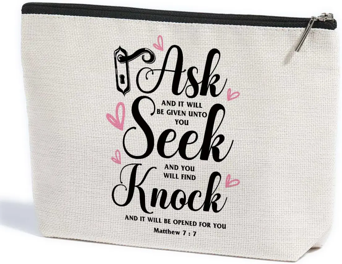 ZHAMEN Inspirational Bible Bag Makeup Bag Christian Gifts for Women Sister Best Friend BFF Mother Daughter Aunt Scripture Decor Makeup Pouch Religious Gifts Cosmetic Travel Bag