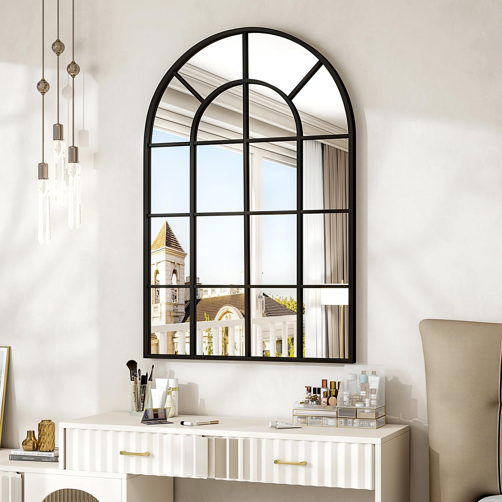 Riskioir Windowpane Arched Mirror