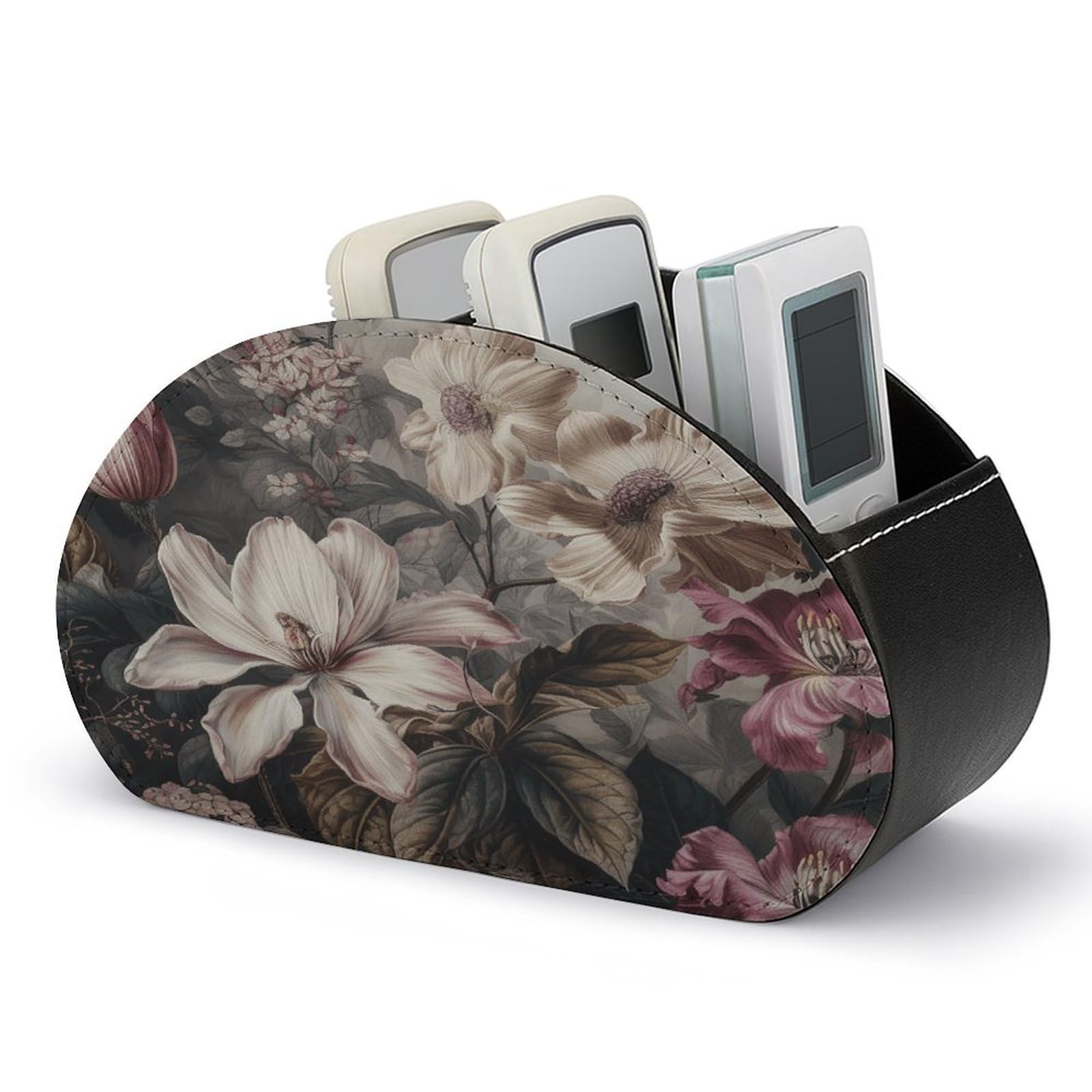 Btcowzrv Style Spring Floral Print Remote Control Holder With 5 Compartments