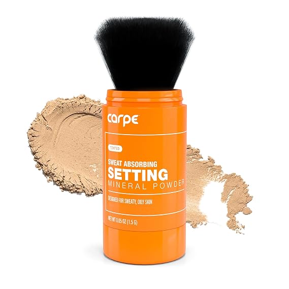 Carpe NEW Sweat Absorbing Translucent Mineral Powder - Mess-free Loose Powder Makeup That Controls Oil & Sweat Shine - Makeup Setting Powder For Oily Skin - Matte Finish Gentle on Skin