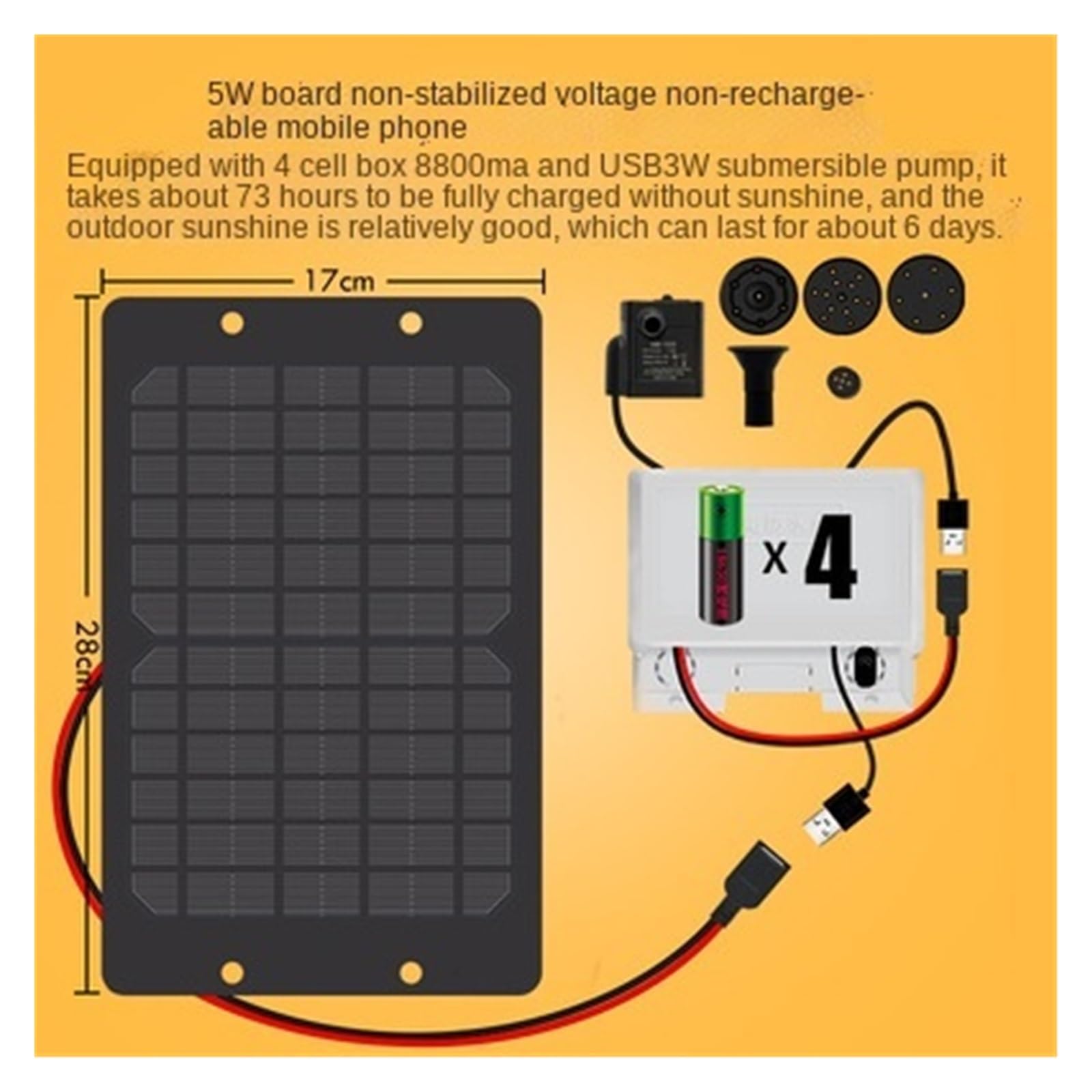 Fontana solare, Pompa dell'acqua galleggiante for la decorazione del giardino Pompa dell'acqua senza spazzole DC Piscina all'aperto Micro Spray Wave Maker Decorazione dell'acquario(5w board 4 battery)